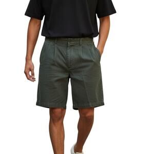Puritan Men's Pleated Front Shorts, Green, Size 34